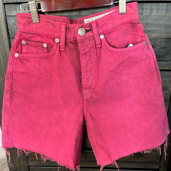 rag & bone Pants - Rag & Bone high waist Fuchsia Jean Shorts